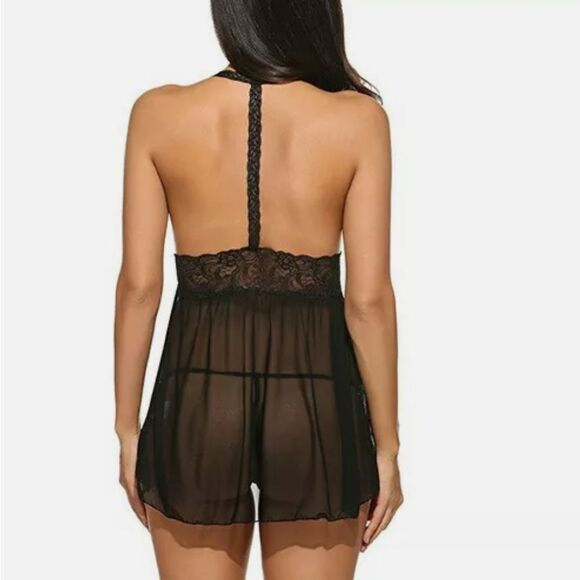 Plus Size Women Sexy Lingerie Black Dress Set Underwear Sleepwear Babydoll - Picture 6 of 6